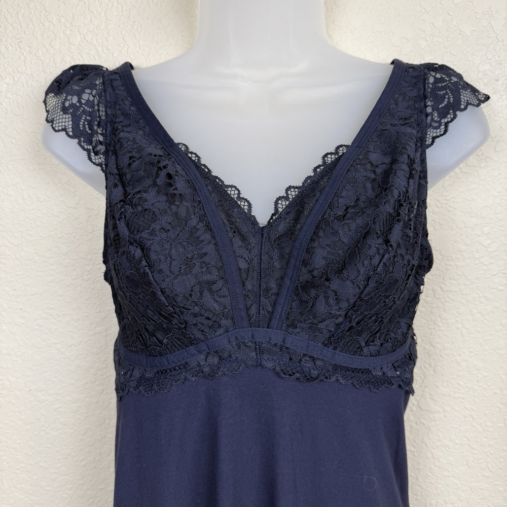 Bravissimo Flora Navy Slip Dress Nightdress Built In Bust Support Lace 34D/DD